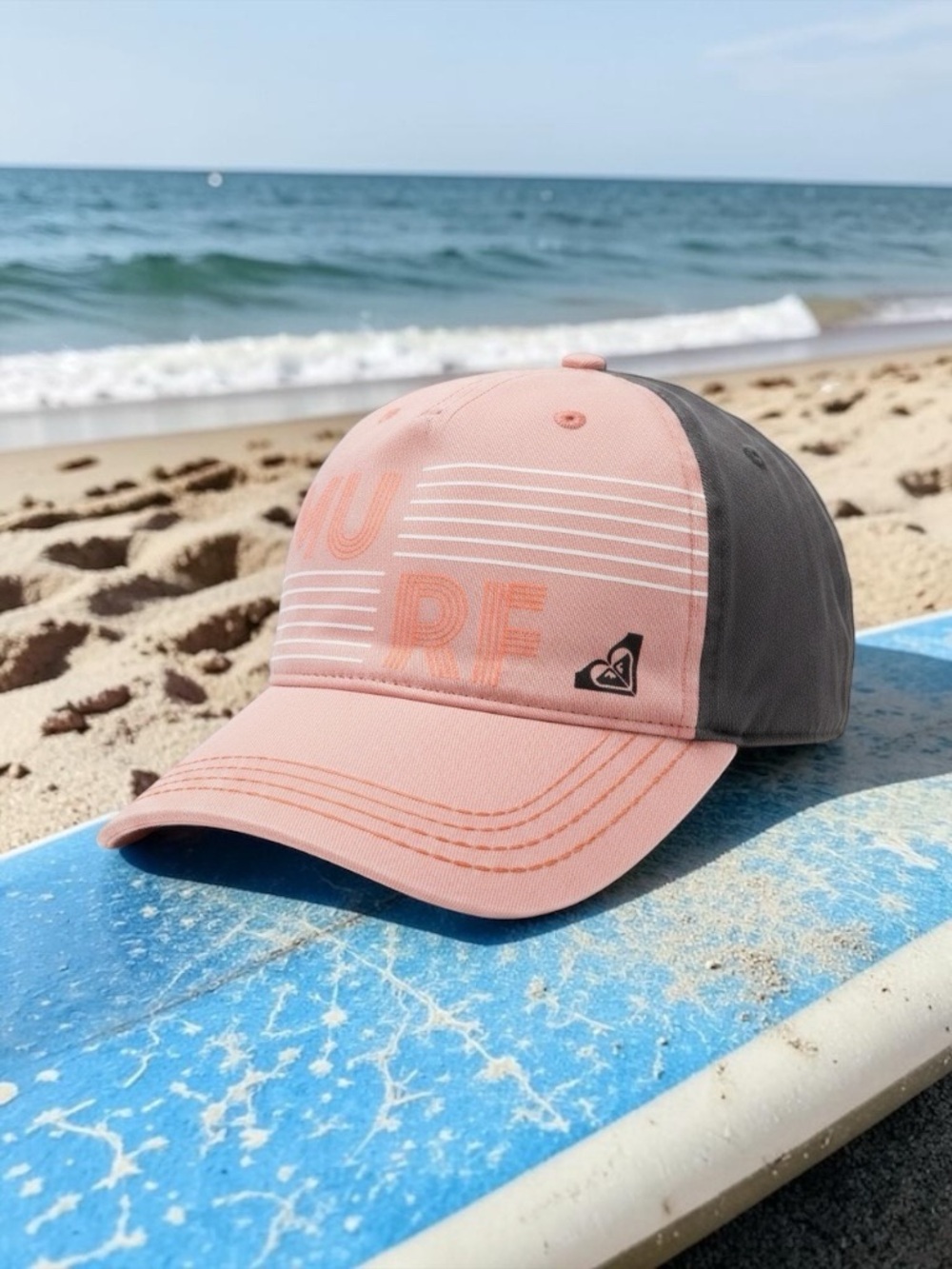 Roxy Surf Trucker Hat Pink Gray Adjustable Cap Beach Skate Surfing - Picture 2 of 11